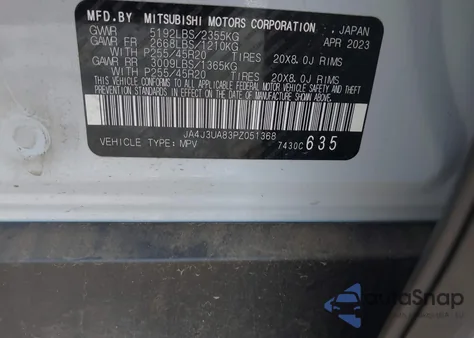 2023 Mitsubishi Outlander Se 2.5 2Wd из США, поврежденный, VIN JA4J3UA83PZ051368